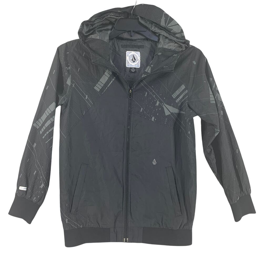Volcom Jacket Youth Large V Line Hooded Black Grey